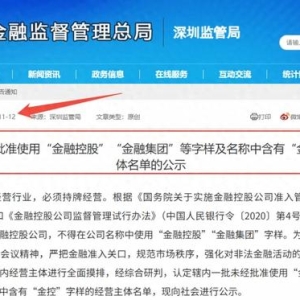 限期3个月！深圳率先清理整顿未经批准的“金控”公司拉开序幕！
