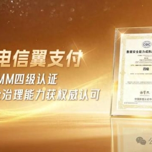 中国电信翼支付通过数据安全最高等级（DSMM四级）认证